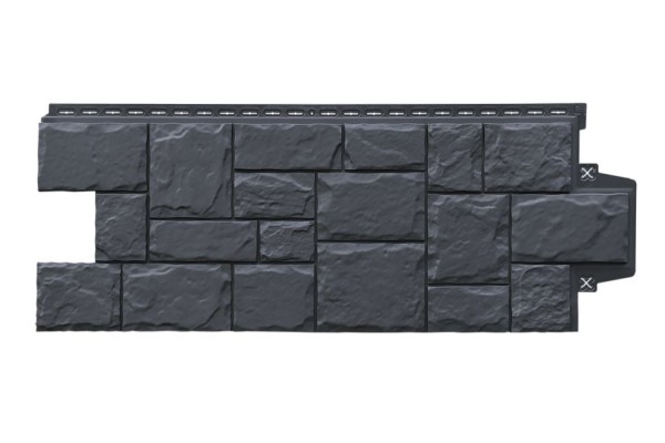 Фасадные панели Grand Line, Крупный камень Classic, Цвет графит