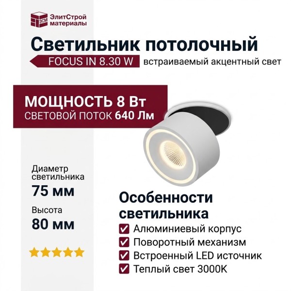 Светильник потолочный FOCUS IN 8.30 W