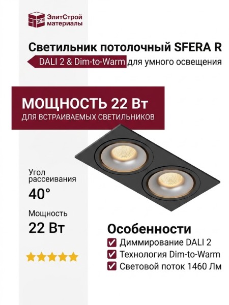 Светильник потолочный SFERA R 22 DTW BS 2FB DALI
