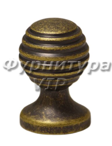 Ручка кнопка PAMUKKALE-24 30 мм античная бронза, материал Латунь, отделка Бронза, 44*d=30 мм