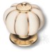 Ручка кнопка S-101 GOLD CREAM, материал Замак Керамика, цвет Кремовый, отделка Золото Керамика, 40*d=40/28 мм