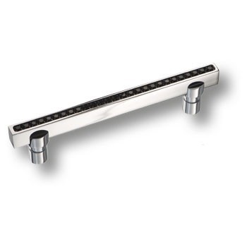 Ручка скоба 2575-005-96 BLACK, материал Латунь, отделка Кристаллы Swarovski Хром, 126*8*28 мм