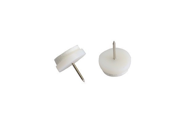 Подпятник с гвоздиком 181000013, материал Пластик, цвет Белый, отделка Пластик Фетр, d=20 мм