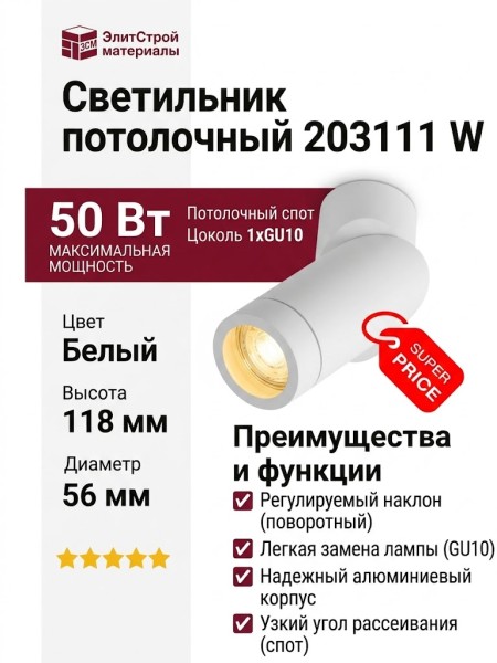 Светильник потолочный 203111 W