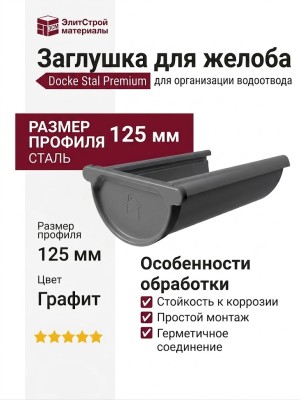Заглушка для желоба Docke Stal Premium в графитовом цвете