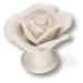 Ручка кнопка в форме розы 3060-WHITE, отделка Керамика, 32*d=40 мм