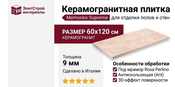 Flaviker Memories Supreme Memories Rosa Perlino Ant 3D Ret 60x120 PF60011856