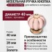 Ручка кнопка S-101 GOLD PINK, материал Замак Керамика, цвет Розовый, отделка Золото Керамика, 40*d=40/28 мм