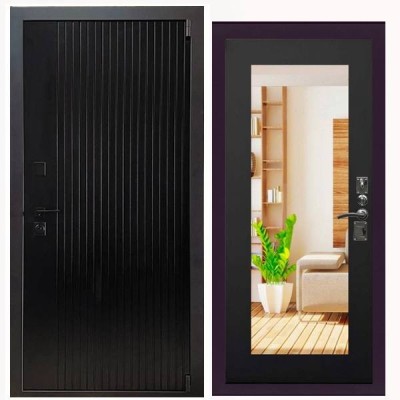 Дверь входная «Дарк», внутренняя панель НШ-9/2( дуб серый)