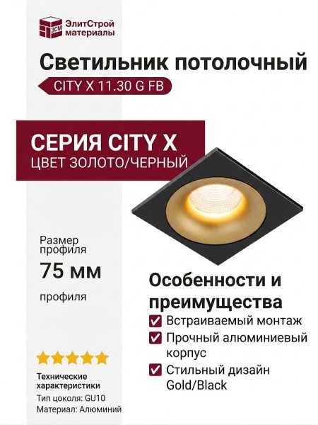 Светильник потолочный CITY X 11.30 G FB