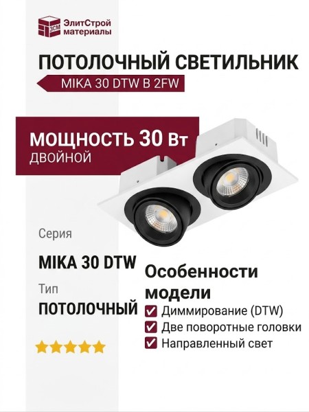 Светильник потолочный MIKA 30 DTW B 2FW