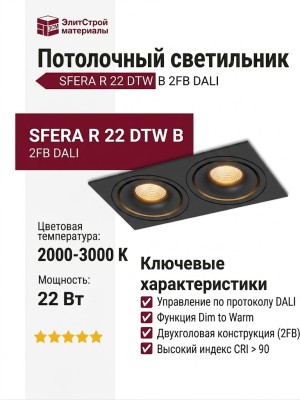 Светильник потолочный SFERA R 22 DTW B 2FB DALI