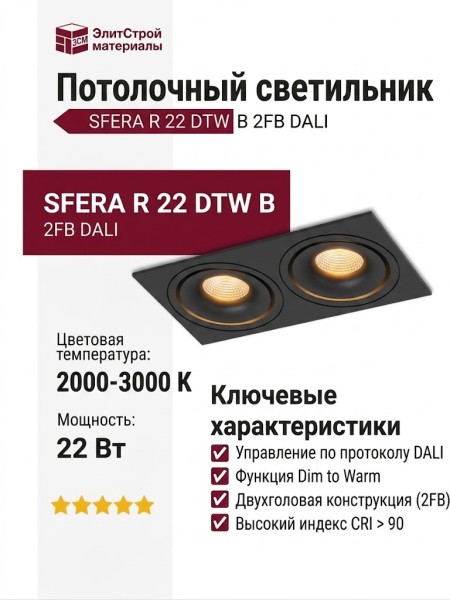 Светильник потолочный SFERA R 22 DTW B 2FB DALI