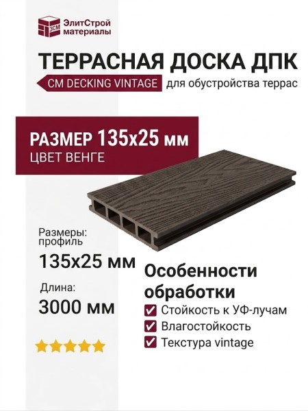 Террасная доска из ДПК CM Decking Vintage, Венге
