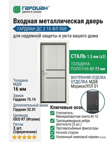 Входная металлическая дверь ДС 2  16 ФЛ 508