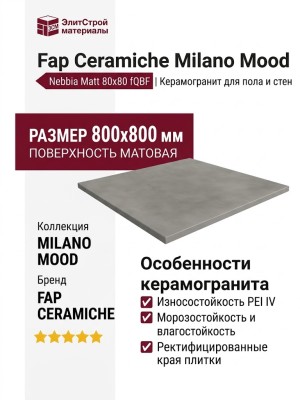 Fap Ceramiche Milano Mood Nebbia Matt 80x80 fQBF