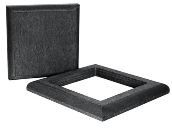 Комплект крышки и юбки из ДПК для столба Polivan DENPASAR черного цвета.