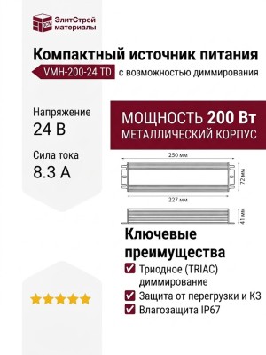 Компактный источник питания VMH-200-24 TD