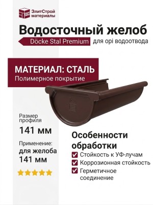 Заглушка для желоба Docke Stal Premium, шоколадный цвет