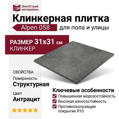 Interbau Blink Alpen 058 Anthrazit 31x31 058B