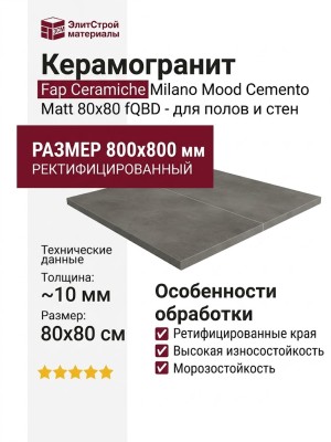 Fap Ceramiche Milano Mood Cemento Matt 80x80 fQBD