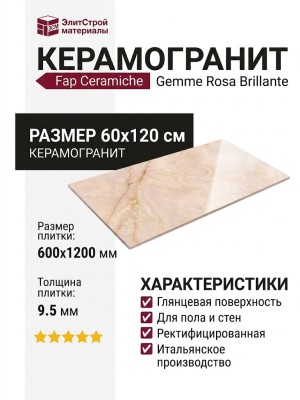Fap Ceramiche Gemme Rosa Brillante 60x120 fRYF