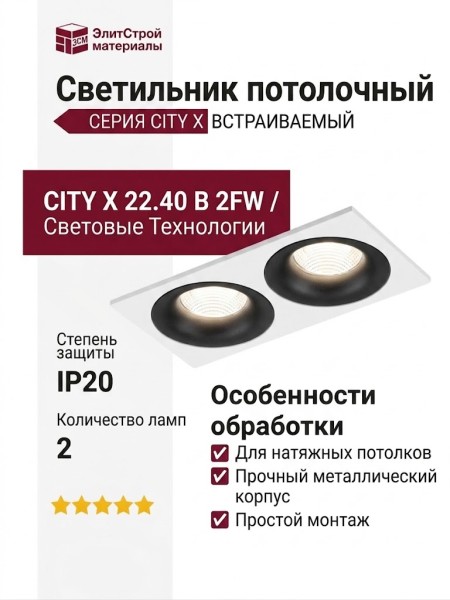 Светильник потолочный CITY X 22.40 B 2FW