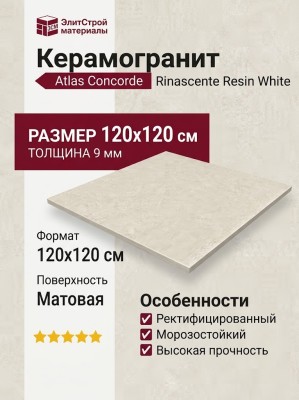 Atlas Concorde Rinascente Resin White 120x120 600010002400