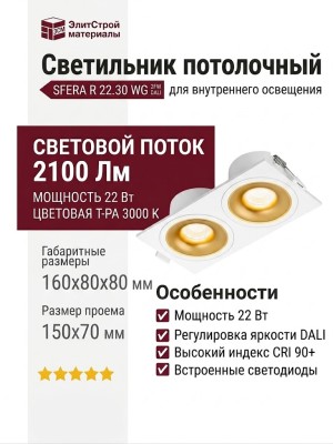 Светильник потолочный SFERA R 22.30 WG 2FW DALI