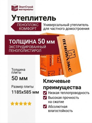 УТЕПЛИТЕЛЬ ПЕНОПЛЭКС КОМФОРТ 50 ММ