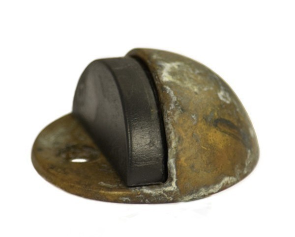 Ограничитель напольный полусфера с чёрной резинкой 200211 BRASS ANT., материал Латунь, отделка Бронза, d=45 мм