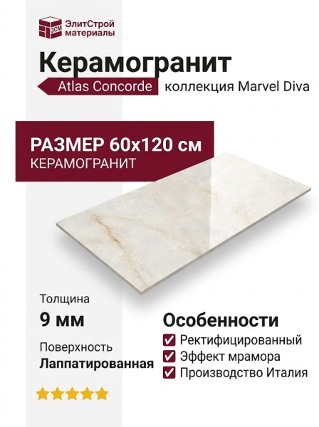 Atlas Concorde Italy Marvel Diva Ice Crystal Lapp. 60x120 AUQU