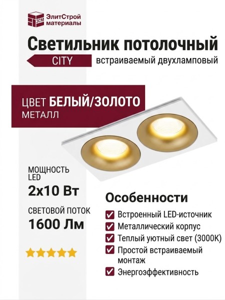 Светильник потолочный CITY X 22.40 G 2FW