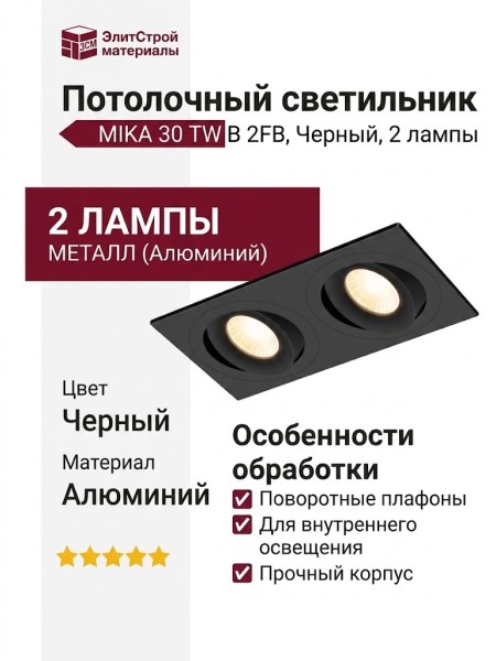 Светильник потолочный MIKA 30 TW B 2FB