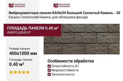 Фиброцементные панели КАНЬОН Большой Сколотый Камень - 20