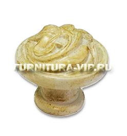 Рука кнопка Linea Cali "VINTAGE" 201272PB036AZ, материал Латунь, отделка Слоновая кость Золото Золотая патина, d=36 мм