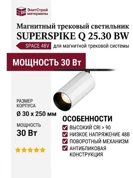 Магнитный трековый светильник SUPERSPIKE Q 25.30 BW