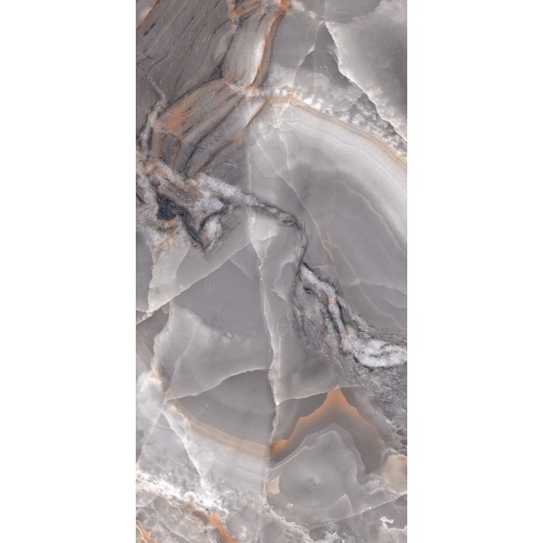 Керамогранит Maimoon Ceramica (Маймун Керамика) HG Glossy Opera onyx grey 160х80 см, глянцевый