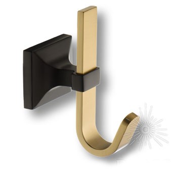 Крючок 737 Hook Matt Black-Champagne Gold, материал Замак, цвет Чёрный, отделка Латунь Черный, 80*100*50 мм