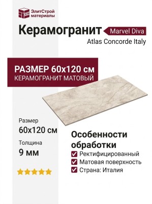 Atlas Concorde Italy Marvel Diva White Everest Matt. 60x120 AX8U