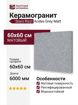 Staro Rizzi Andes Grey Matt 60x60 УТ-00000657