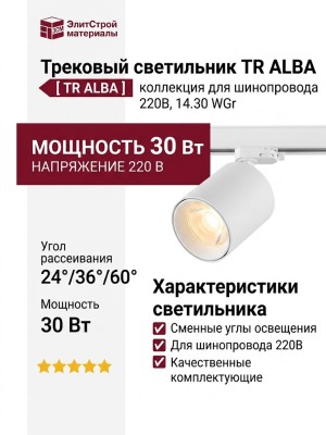 Трековый светильник 220 вольт TR ALBA 14.30 WGr