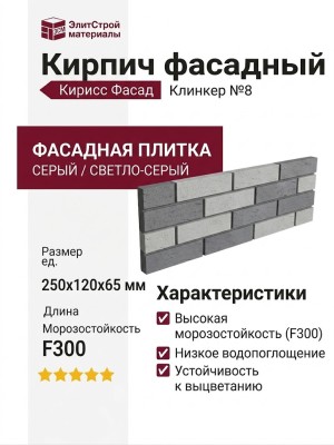 Кирпич фасадный Кирисс Фасад, Клинкер №8