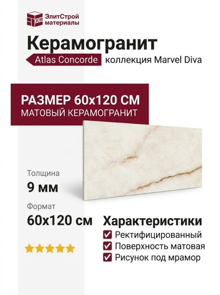 Atlas Concorde Italy Marvel Diva Ice Crystal Matt. 60x120 AX8S