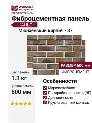 Фиброцементные панели КАНЬОН Мюнхенский кирпич - 37