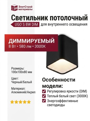 Светильник потолочный UGO S BW DIM