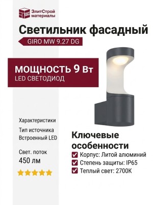 Светильник фасадный GIRO MW 9.27 DG
