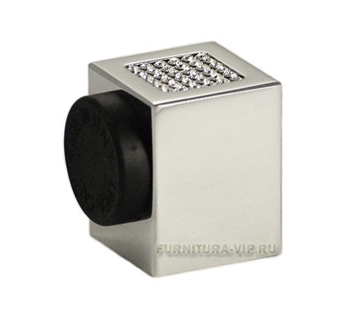 Ограничитель квадратный напольный "ZEN MESH" 200302 CR, материал Латунь, отделка Кристаллы Swarovski Хром, 28*28*35 мм