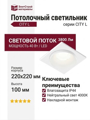 Светильник потолочный CITY L 11.40 W FW