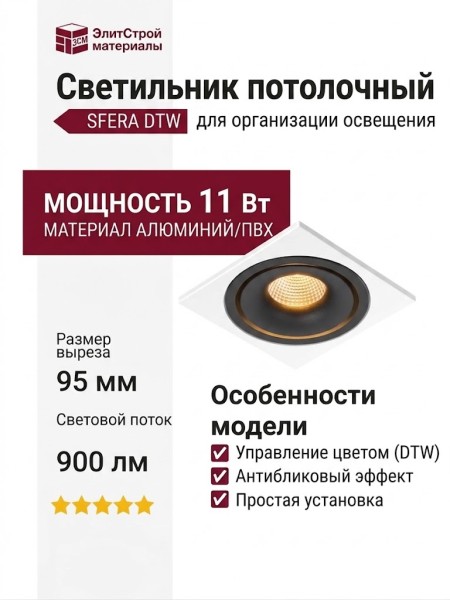 Светильник потолочный SFERA R 11 DTW B FW